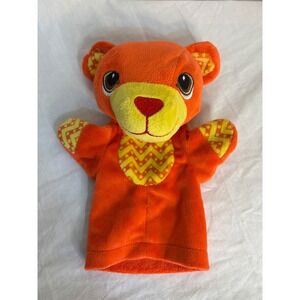 The Puppet Company Orange Bear Hand Puppet Plush Chevron Pattern Heart Nose 2013